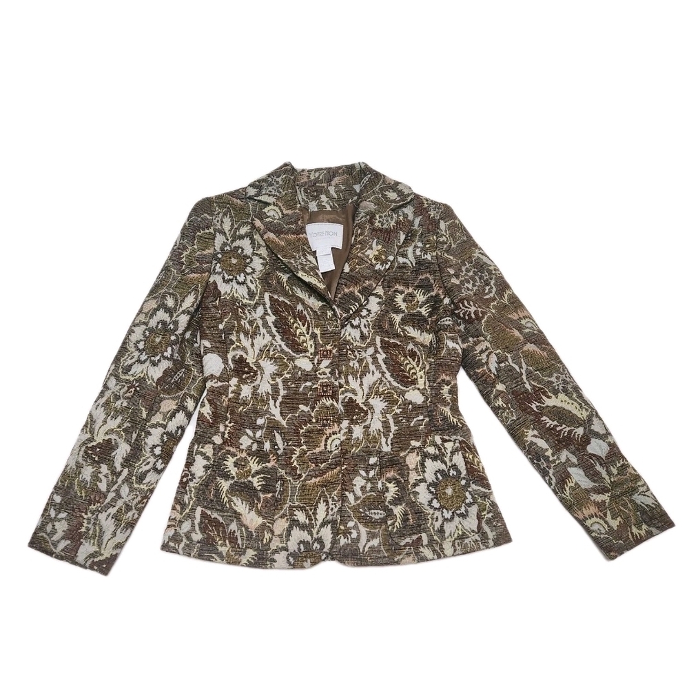 Vtg Y2K Votre Nom Tapestry Blazer Sz 4 Brown Floral Academia Old Money Preppy